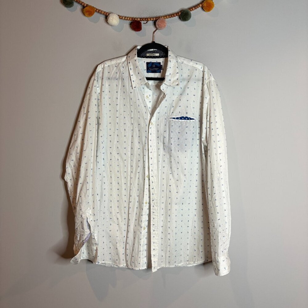 Scotch & Soda Raves & Waves White Blue Long Sleeve Geometric Shirt